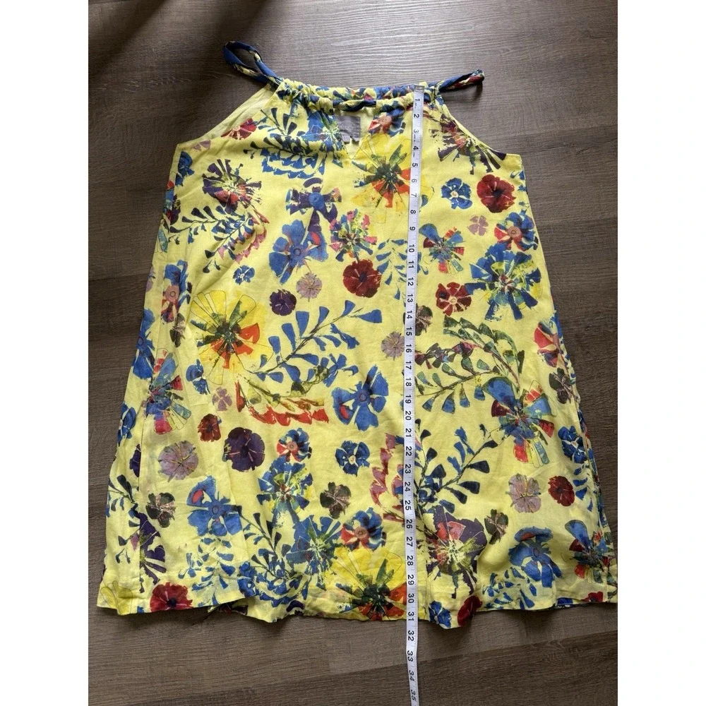 Anthropologie x Vanessa Virginia Yellow Floral Halter Shift Dress Women's 6 - Picture 6 of 7